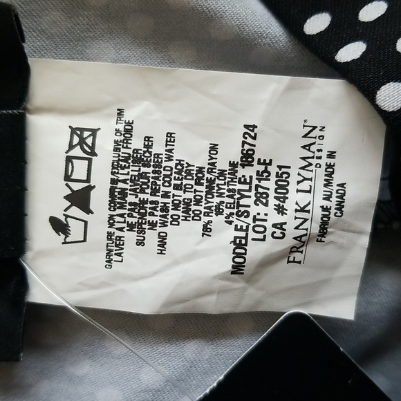 nwt Frank Lyman Pull-On Capri Ankle Trousers, Black with Floral Polka Dots - Picture 10 of 10